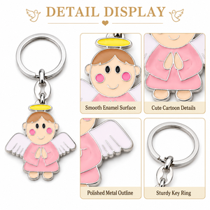<span class=keywords><strong>Porte</strong></span>-clés en métal émaillé motif ange mignon avec accents décoratifs, fourni directement par le fabricant, vente en gros, cadeau souvenir - Product Image 3