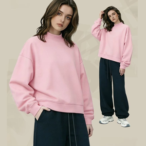 Sweat-shirt personnalisé gris réversible à col montant, pull oversize à manches longues pour femme, style USA - Product Image 1