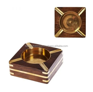 Cenicero pulido de mesa de madera maciza de promoción personalizado al por mayor creativo Retro cuadrado cuatro ranuras decoración del hogar - Product Image 2