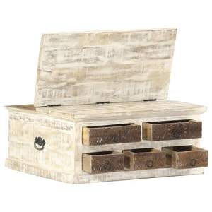 Tavolino da caffè quadrato bianco in legno massello di mango da 26,8 pollici - Product Image 3