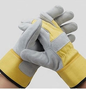 Gants de travail robustes en cuir de vachette pleine fleur certifiés CE, anti-coupure, résistants à la chaleur, paume renforcée, dos en tissu de coton perforé - Product Image 3