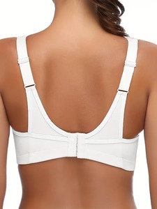 Female High <b>Compression</b> Athletic Bra Adjustable Back Closure Breathable Mesh Front Panel Sports Tank <b>Top</b> Custom Factory - Product Image 2