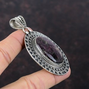 Pendentif en tourmaline noire naturelle, argent sterling 925, plaqué or/argent, style vintage, bijoux pour homme et femme - Product Image 5