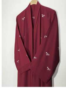 Abaya longue en georgette pour femme, vêtement musulman traditionnel, col en V, manches longues, robe islamique modeste pour la prière, toutes saisons - Product Image 3