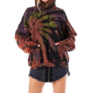 Custom Women Oversized Hoodie Dark Spiral Tie Dye Cotton French Terry Pullover Sweatshirt Rust Black <b>Drop</b> Shoulder OEM Wholesale - Product Image 5