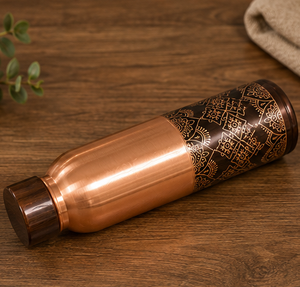 Bouteille d'eau en cuivre pur bicolore, imprimée mandala, artisanale, pour la maison, les voyages et les fêtes - Product Image 4