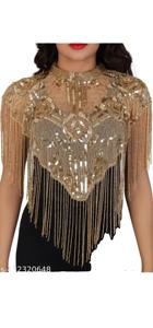 Luxueux cristal brodé à la main en mousseline de soie robe de soirée paillettes perlées multi-portable Cape brillant franges tenue de club - Product Image 5