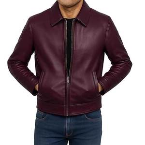 New Super Stylish <b>Brown</b> <b>Mens</b> Biker Winter Waterproof Reversible <b>Leather</b> <b>Jacket</b> Fully Customized 100 Percent Original Sheepskin - Product Image 2