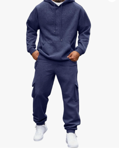 Conjuntos de Chándal de Invierno para Hombre con Capucha, de Algodón y Poliéster, con Forro Polar y Diseño Personalizado, Venta al por Mayor OEM - Product Image 1