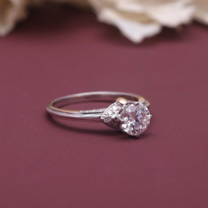Bague de fiançailles en diamant cultivé en laboratoire certifié IGI, or 14 carats bicolore, diamant rond brillant, solitaire pour femme - Product Image 3