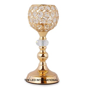 Ensemble de 3 bougeoirs en métal de forme ronde avec perles de cristal, design moderne et créatif, pour décoration de mariage - Product Image 4