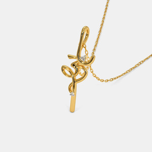สร้อยคอจี้เพชรสีเหลืองทองสัญลักษณ์ OM ปลูกในห้องปฏิบัติการ - Product Image 3