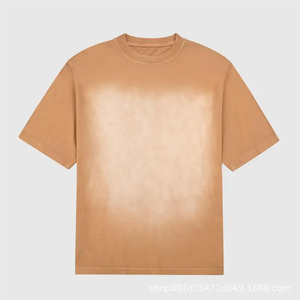 T-shirt en coton tie-dye surdimensionné pour homme, manches courtes, col rond, coupe décontractée, jersey uni, dégradé noir-gris - Product Image 4