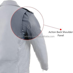 Veste en cuir de moto imperméable et coupe-vent OEM pour hommes par Boomletcorp Veste en toile à fermeture éclair avec tissu en toile Veste en cuir pour hommes - Product Image 5