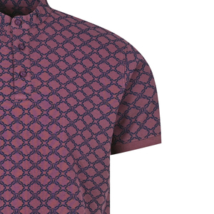 Chemise à manches courtes pour homme, couleur bordeaux, col boutonné uni, décontractée, respirante, 100% coton - Product Image 4