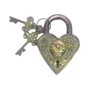 Antique Finished Brass <b>Padlocks</b> with Two Keys Beautiful Man Skull Engraved Gym Sports and School Employee Locker Locks - Product Image 1