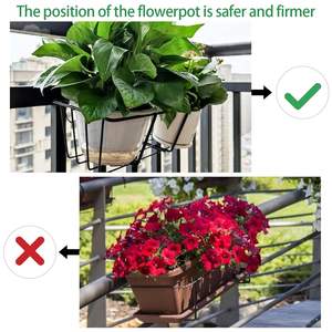 Support de fleurs suspendu pour balcon, en métal, pour balustrade, pour usage intérieur et extérieur, idéal pour la décoration - Product Image 2