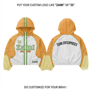 Premium 95 GSM Waterproof Breathable Winter Polyester Windbreaker <b>Jacket</b> <b>White</b> Mustard Green Panel Design Custom Logo OEM ODM - Product Image 1
