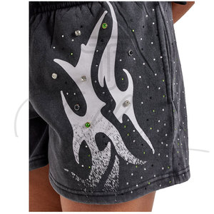 Shorts d'entraînement pour femmes en polaire respirant avec cordon de serrage, ornés de strass, de haute qualité et les plus vendus, en promotion - Product Image 2