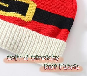 Unisex Knitted Beanie <b>Hat</b> Red With Black Stripe And <b>White</b> Pom Pom Winter Warm Cap For Adults Party Wear - Product Image 5