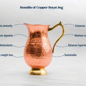 Ensemble de carafes en cuivre grande capacité pour la famille, ensemble de service d'eau en métal avec verres, durable, réutilisable, vaisselle de cuisine et de salle à manger. - Product Image 1