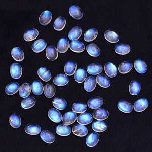 Pierre de lune arc-en-ciel naturelle ovale cabochon, gemme à feu bleu, pierre en vrac pour la fabrication de bijoux, fournisseur en gros de pierres précieuses - Product Image 3
