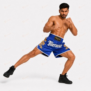 Shorts de Muay Thai 180 GSM en satin, pour la boxe thaï et le kickboxing, légers, respirants, séchage rapide, fentes latérales, pour adultes - Product Image 4