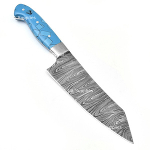Cuchillo de Cocina de Acero de Damasco Hecho a Mano con Diseño Nuevo 2026, Hoja Entera, Mango de Resina Turquesa, Afilado Extremo, OEM ODM Disponible - Product Image 2