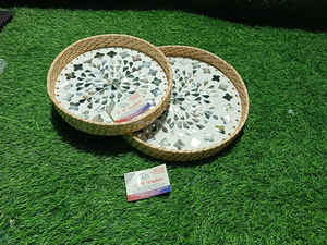 Juego de bandejas de bastón hechas a mano de lujo con Incrustaciones de nácar brillante postre decorativo y bandejas de frutas secas para regalos de boda - Product Image 5