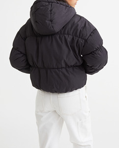 Women's Hooded Quilted Puffer <b>Jacket</b> With Puff Sleeve Zipper Closure <b>Short</b> Length Winter Coat - Product Image 2