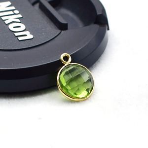 Faceted Amethyst Coin Charm Round Gemstone Pendant Gold Plated Bezel <b>Set</b> Earring Connector Jewelry Supply Sold Per <b>Pc</b> - Product Image 4