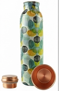 Botella de agua de cobre con diseño de hojas de diseñador para hidratación diaria con estilo natural fresco y beneficios para la salud atemporales - Product Image 3