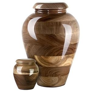 Wooden Cremation Urn Round Memorial <b>Keepsake</b> Casket Adult <b>Ashes</b> Container with Lid - Product Image 3