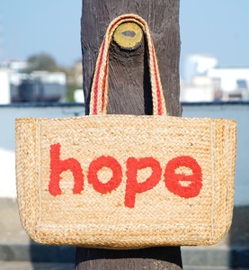 Large Capacity Bohemian Jute Tote <b>Bag</b> Women <b>Initial</b> Embellished Eco-friendly Candy Pattern Customized Size Open DIY Shoulder <b>Bag</b> - Product Image 2