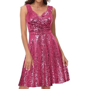 Women Elegant Sequin Party <b>Dress</b> Knee Length Sleeveless Club Party Wear <b>Dress</b> Evening Occasion Women Stylish Party Sequin <b>Dress</b> - Product Image 6