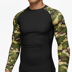 Men Custom Logo Quick Dry Long Sleeve Compression Shirts UV Sun Protection polyester Rash Guard for Diving Jiu Jitsu Training - Product Image 6