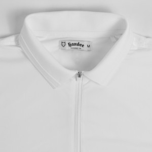 Polo de golf blanc à manches courtes pour homme avec fermeture éclair, séchage rapide, tricoté, design uni, coupe classique - Product Image 2