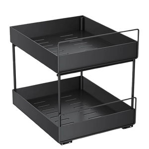 Étagère à épices en acier inoxydable à 2 niveaux de forme unique, type sur pied, pour rangement en cuisine et salle de bain - Product Image 3