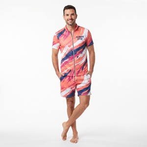 Ensemble de vêtements de sport pour homme, chemise à fermeture éclair personnalisée par sublimation, short léger, coupe classique, tenue de sport deux pièces assortie pour l'été - Product Image 6