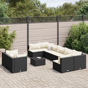 Black Cream Outdoor Garden <b>Sofa</b> <b>Set</b> Pe Rattan Waterproof Cushions Patio Furniture - Product Image 1