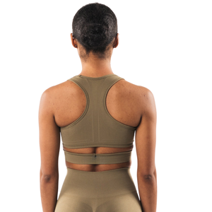 Sujetador Deportivo Elástico Color Caqui para Mujer, Soporte Medio, para Yoga, Gimnasio, Running, Fitness, Ropa Deportiva - Product Image 2