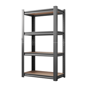 Adjustable Height 4-Layer Storage <b>Rack</b> <b>for</b> Kitchen <b>Garage</b> & Storage Room Black Wooden Shelf Requires Assembly - Product Image 1