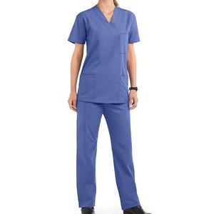 Ensemble de Blouse Médicale Unisexe Premium Turquoise Personnalisable – Uniforme d'Infirmière d'Hôpital, Haut Col V et Pantalon Cargo – Tenues Médicales pour Médecins et Infirmières - Product Image 1