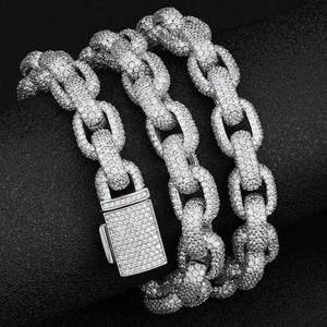 Ice Cubed Moissanite Hip Hop Gold Plated Chain Necklace Link <b>Choker</b> Bezel Set Unisex Party Gift - Product Image 3