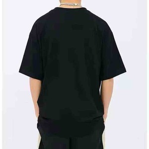 เสื้อยืดคอกลมโอเวอร์ไซส์ แขนสั้น สีดำล้วน ผ้าฝ้ายถัก ระบายอากาศได้ดี สไตล์ลำลอง ลายด้านหน้า - Product Image 2