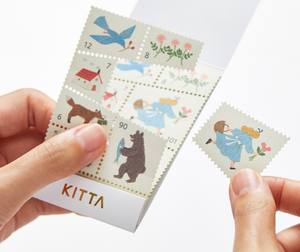 KING JIM KITTA Ruban Washi Portable Spécial, Design Timbre Postal, Papier Kraft et Autocollants Décoratifs à Effet Métallique (KITPP) - Product Image 1