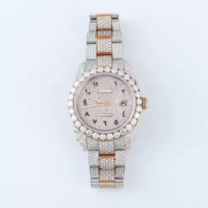Trendy <b>Arabic</b> Rose Gold Diamond Sport <b>Watch</b> VVS1 Iced Diamonds Stainless Steel Band ETA Movement Analog Dial Display Valentine - Product Image 3