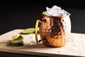 Copper mule mug set for elegant modern beverage stations hammered finish metal <b>cups</b> durable <b>reusable</b> premium serving mugs - Product Image 2