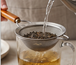 Passoire élégante en maille fine avec manche en bois, passoire en acier inoxydable, outil de cuisine pour la maison, les restaurants et les événements - Product Image 4