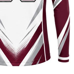 <b>Burgundy</b> White Quarter Zip Sports <b>Shirt</b> Long Sleeve Athletic Training Running Teamwear Custom Performance Sportswear Top Jerseys - Product Image 6